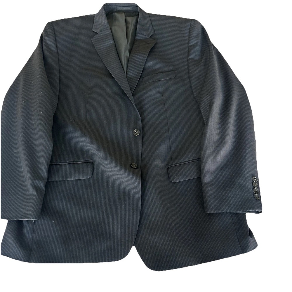 Chaps Men's Navy Blue Suit Sport Coat Blazer 48R Two Button Business Rayon Blend